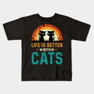 life is better with cats t-shirt Kids T-Shirt